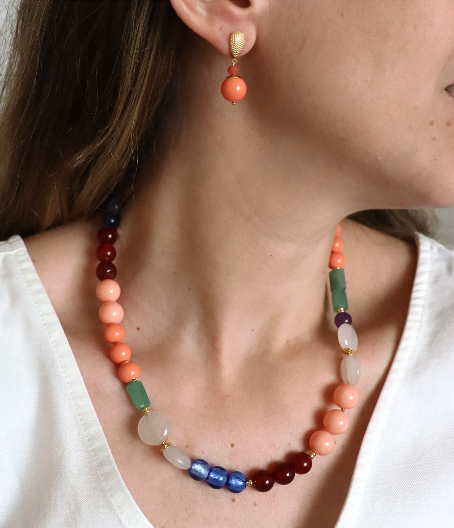 Colar Confete - ágata, quartzo, ametista, pérola shell, jade Multicores 4