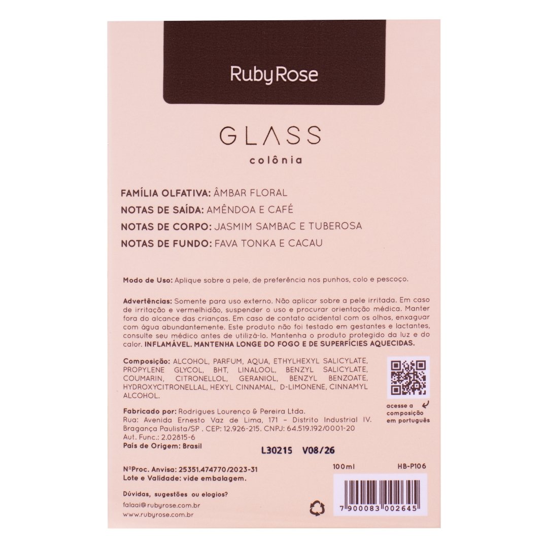 Perfume Glass Hbp106 Ruby Rose 100ml 7