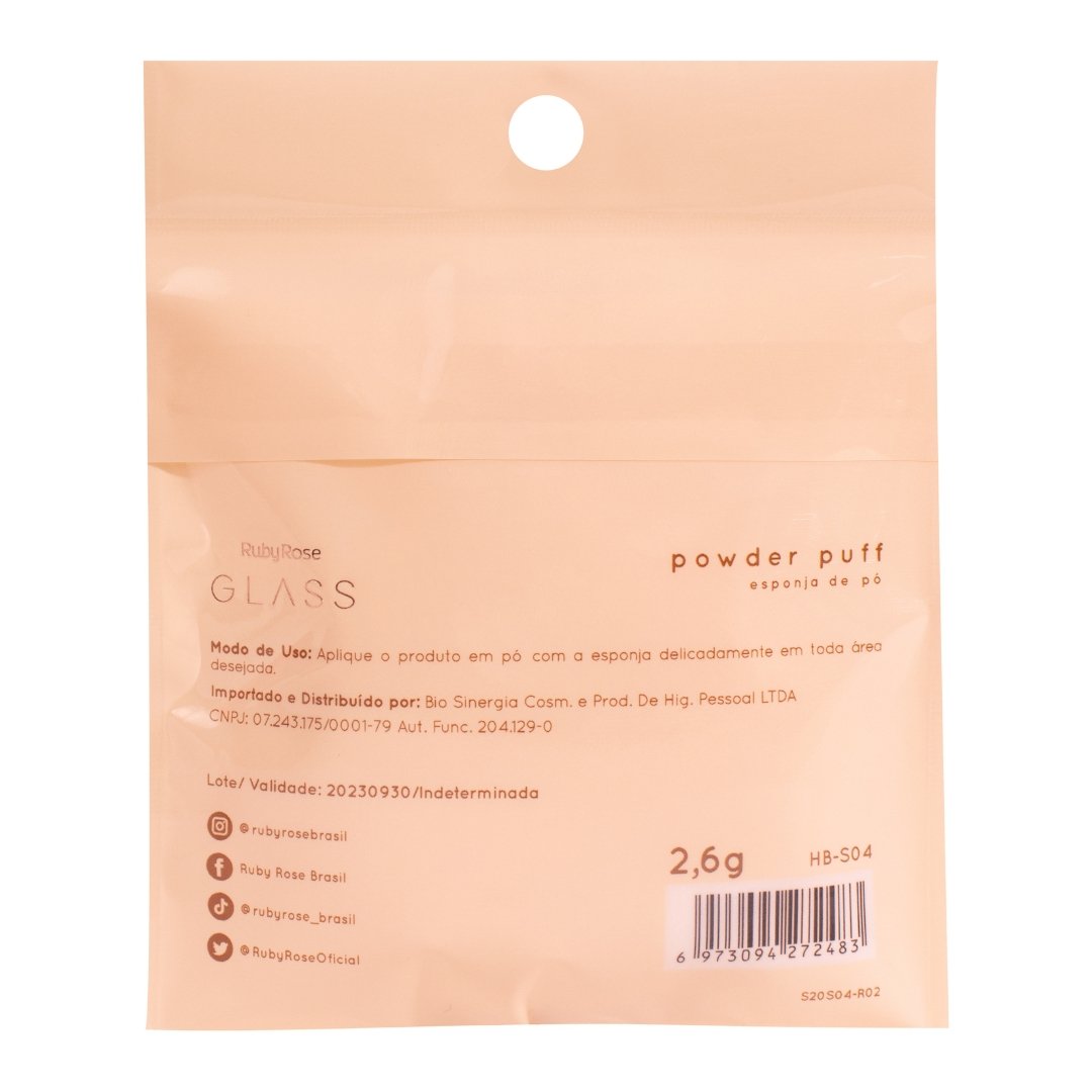 Esponja de Maquiagem Powder Puff GLASS - Hbs04 - Ruby Rose Bege 4