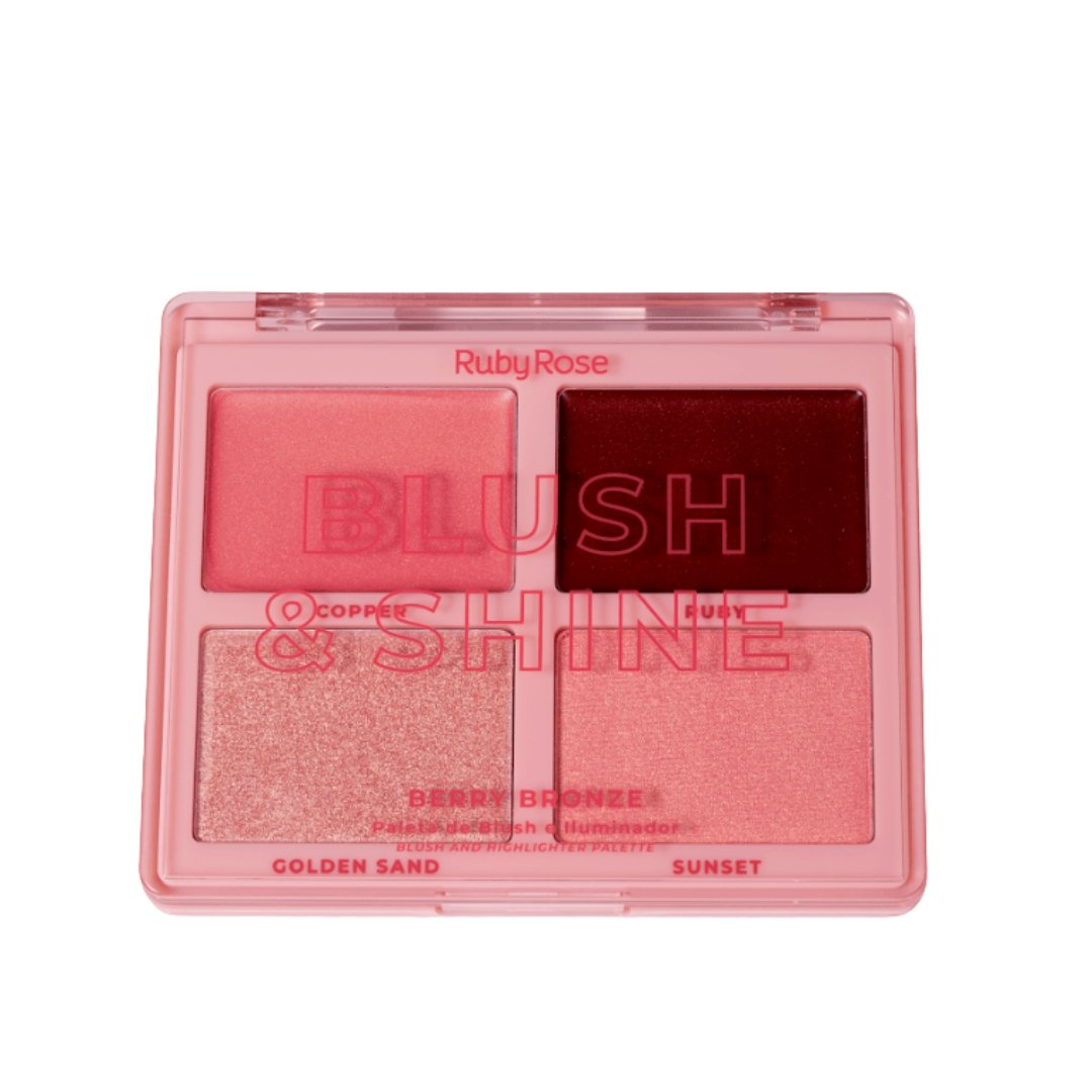 Paleta de Blush e Iluminador Blush Shine - Hbm1001 - Ruby Rose ÚNICO 2