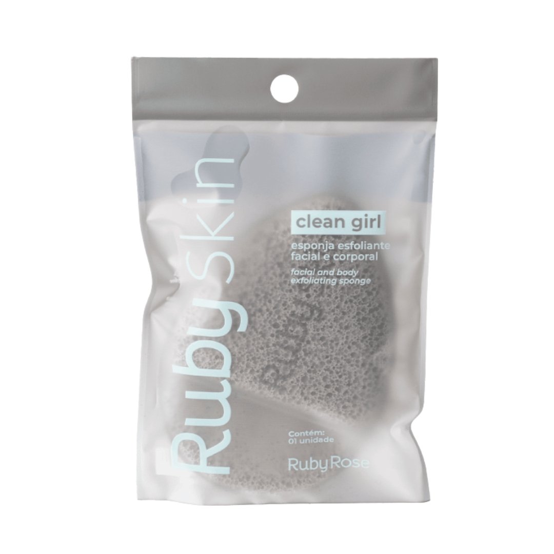 Esponja Esfoliante Facial e Corporal Puff Clean Ruby Skin - Hba7000 - Ruby Rose Cinza 2
