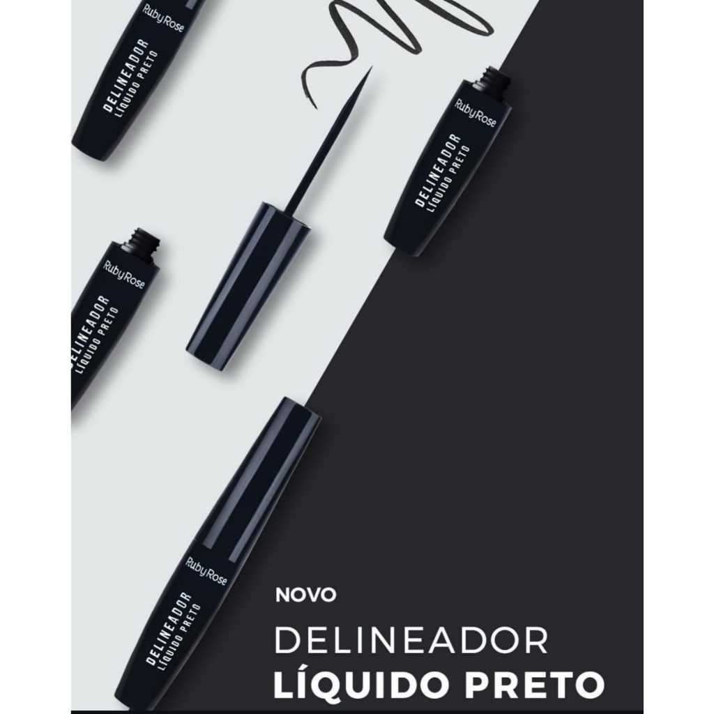 Delineador Liquido Preto - HB8406 - Ruby Rose Preto 4