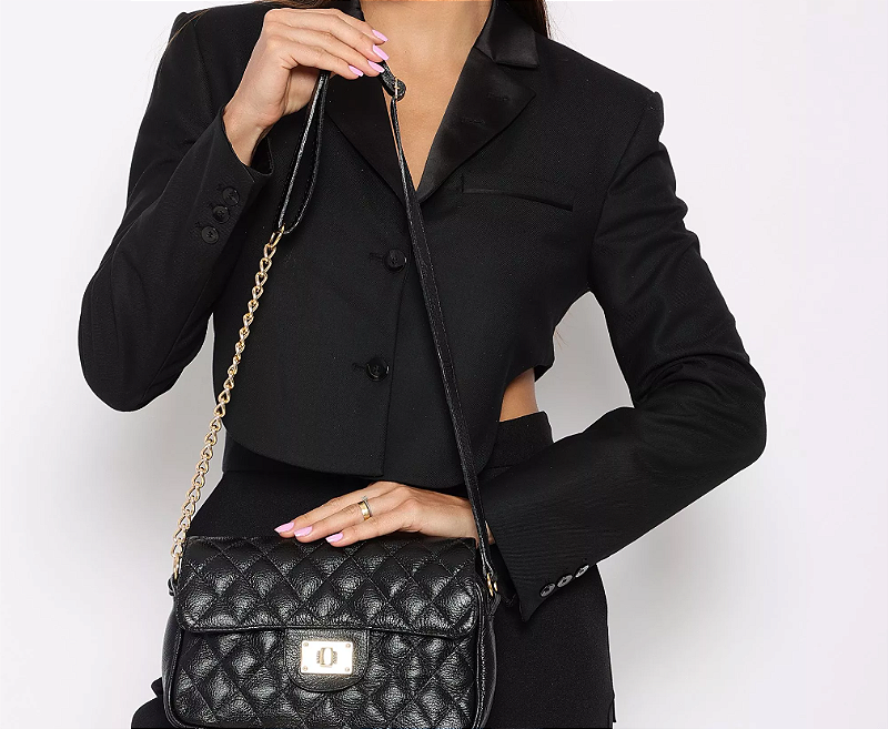 BOLSA FEMININA EM COURO Preto 3