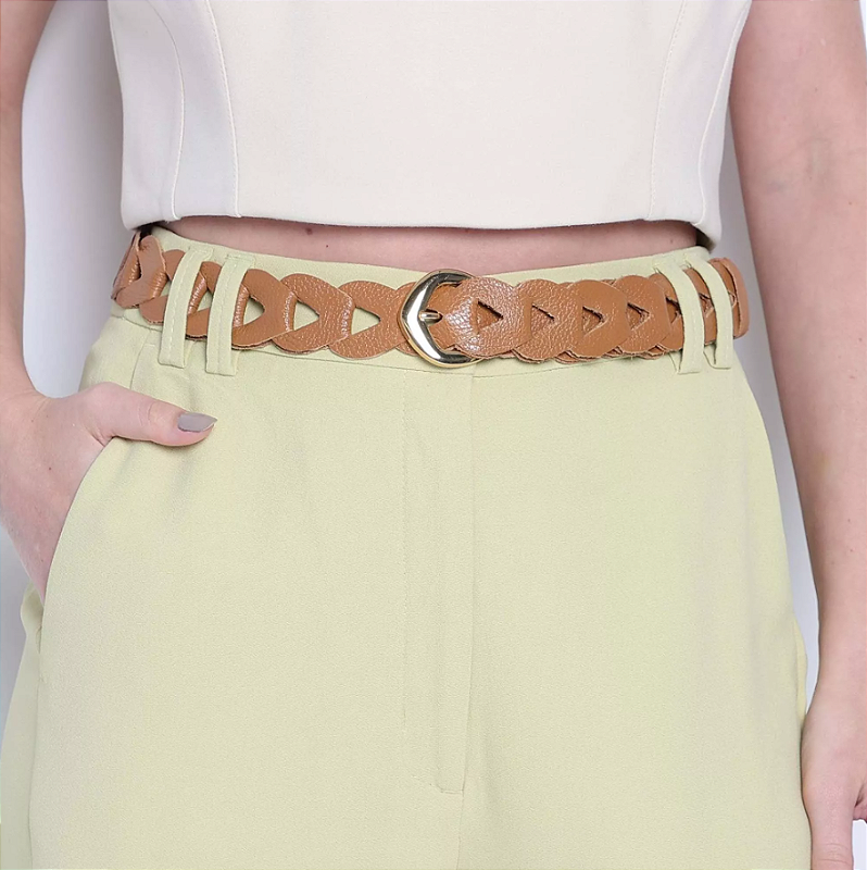 DI MARLYS CINTO FEMININO EM COURO Bege 2
