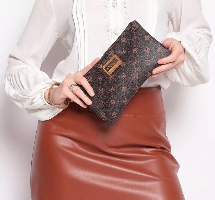 Bolsa Feminina Clutch em Couro Legitimo - 7863 Pinhão/Mel 3