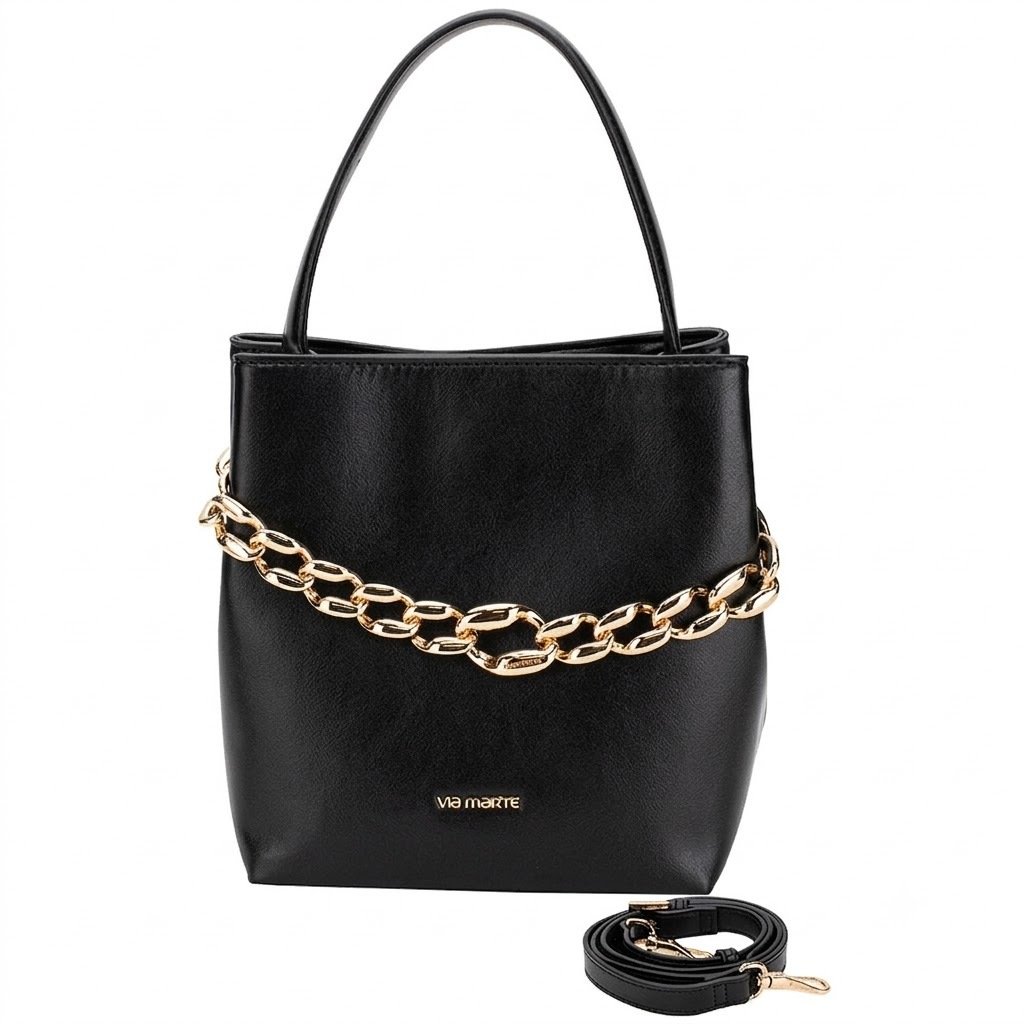 Bolsa Feminina Transversal Preta Via Marte B1-311