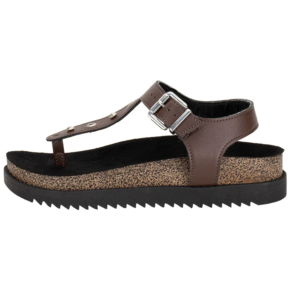 Sandalia Feminina Papete Dedo Fivela Moleca Original 5500114 Marrom 2
