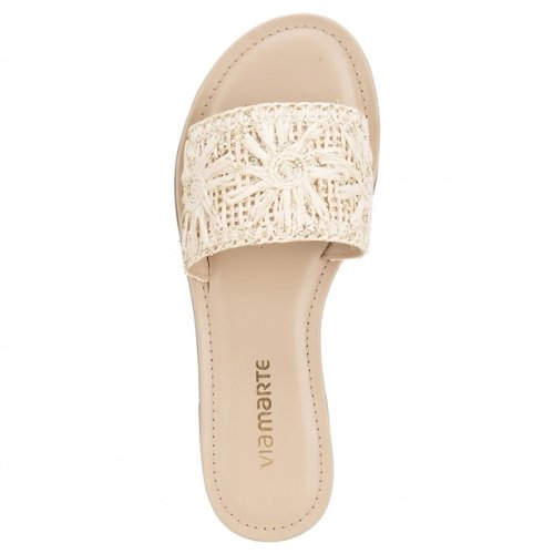 Tamanco Feminino Flat Via Marte 308002 Marfim Bege 3