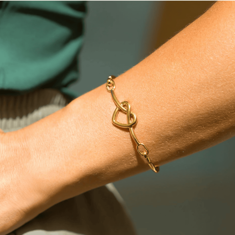 Bracelete Feminino coração Dourado Banhado a Ouro 18k Elegante Presente Feminino Dourado 4