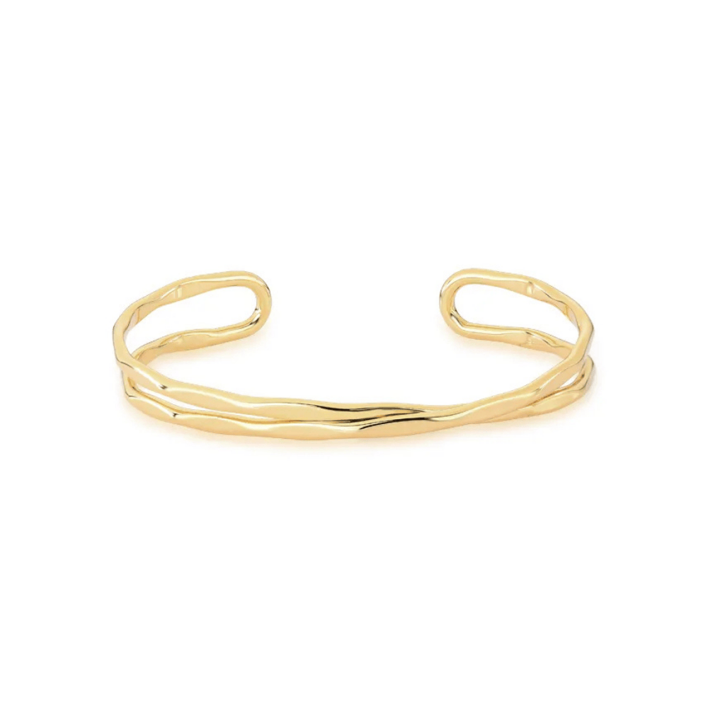 Bracelete Feminino Martelado Slim Dourado Banhado a Ouro 18k Elegante Presente Feminino