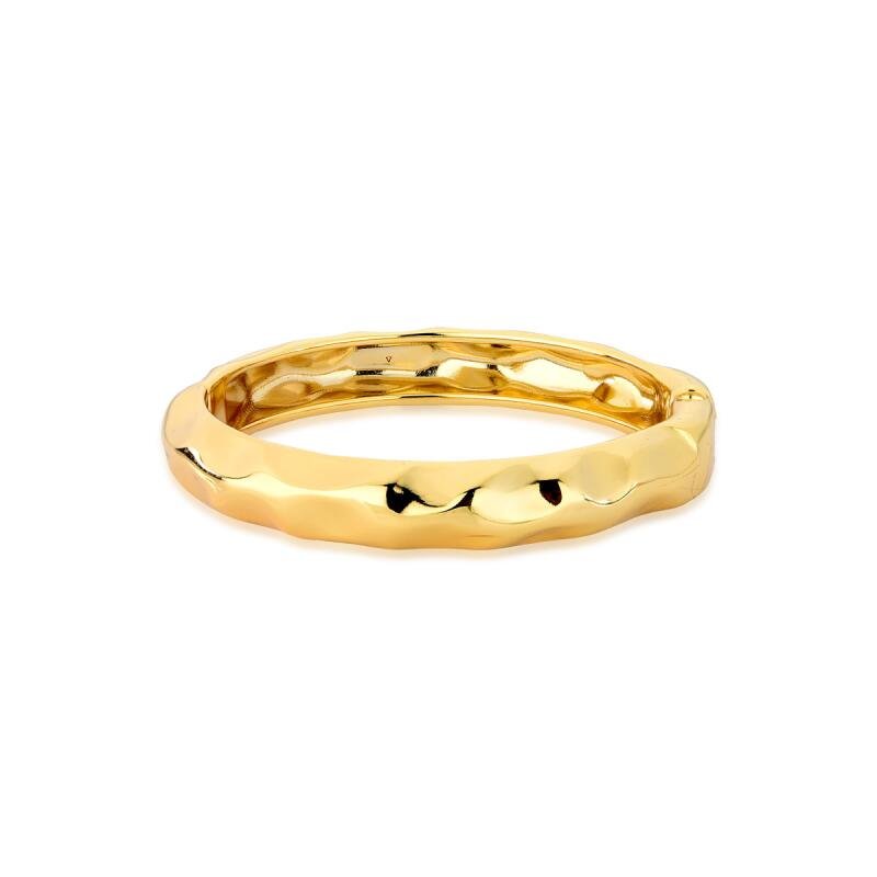 Bracelete Feminino martelado Dourado Banhado a Ouro 18k Elegante Presente Feminino