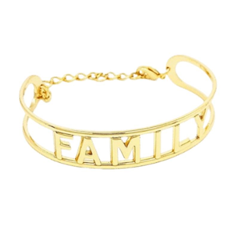 Bracelete Feminino family Dourado Banhado a Ouro 18k Elegante Presente Feminino