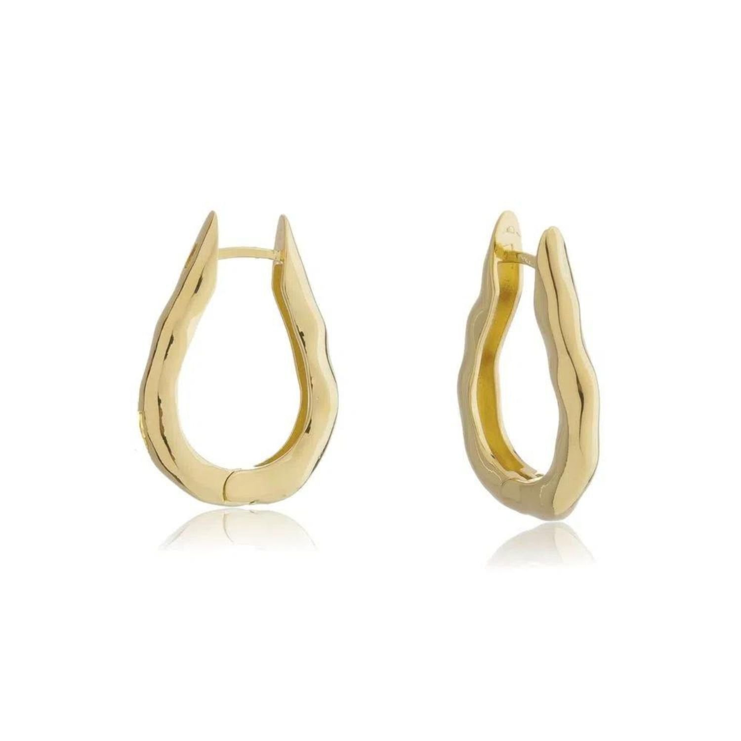 Brinco Argola Martelado Oval Dourado Banhado a Ouro 18k Elegante Presente Feminino