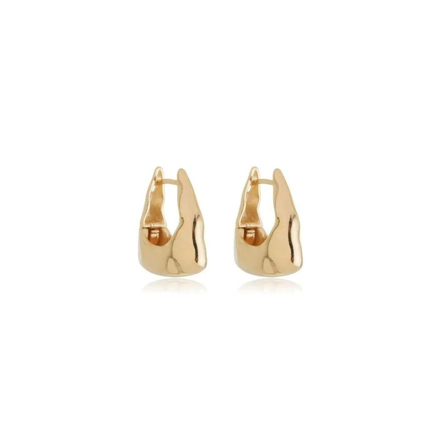 Brinco Argola Geometrico Martelado P Dourado Banhado a Ouro 18k Elegante Presente Feminino