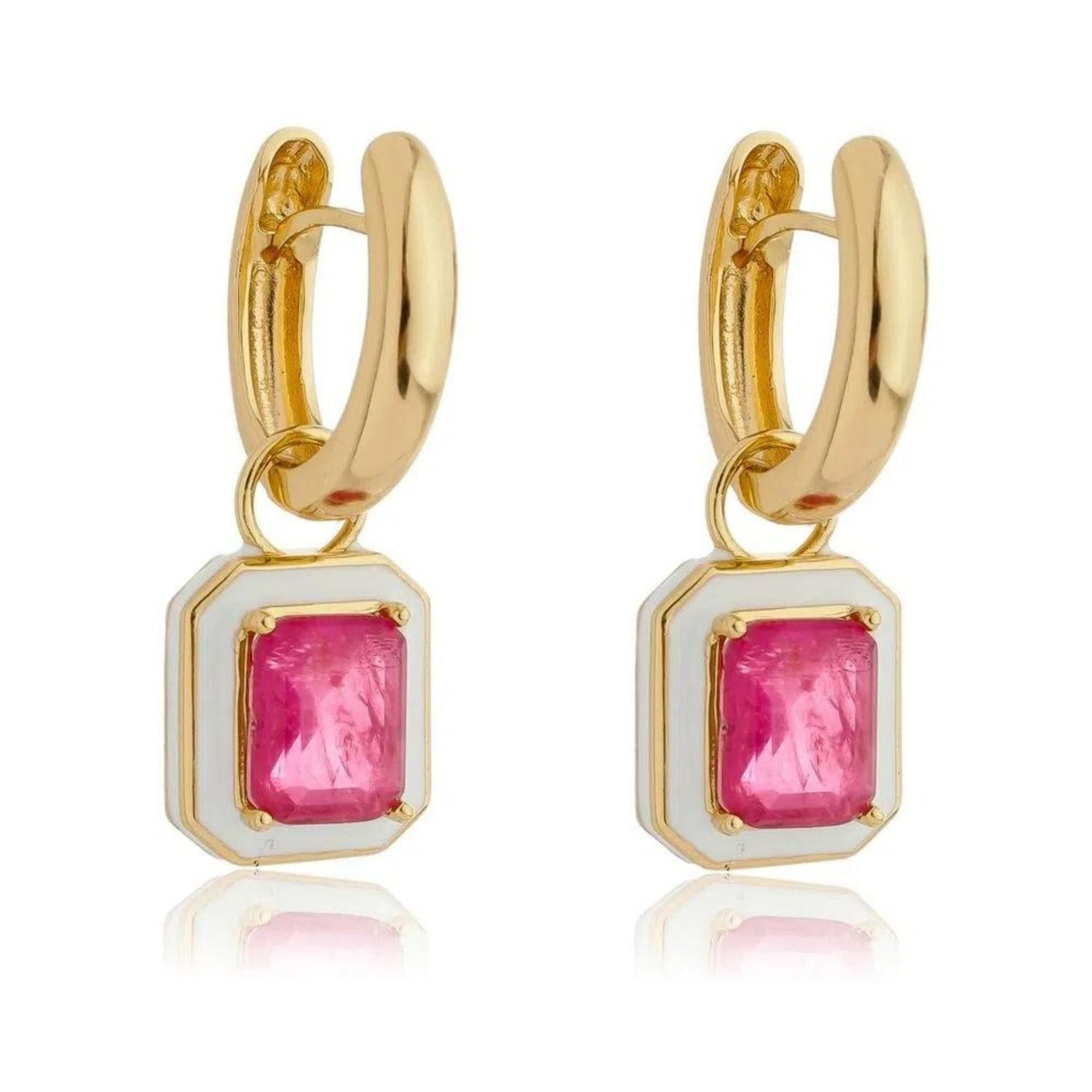 Brinco Argola Pink Fashion Dourado Banhado a Ouro 18k Elegante Presente Feminino