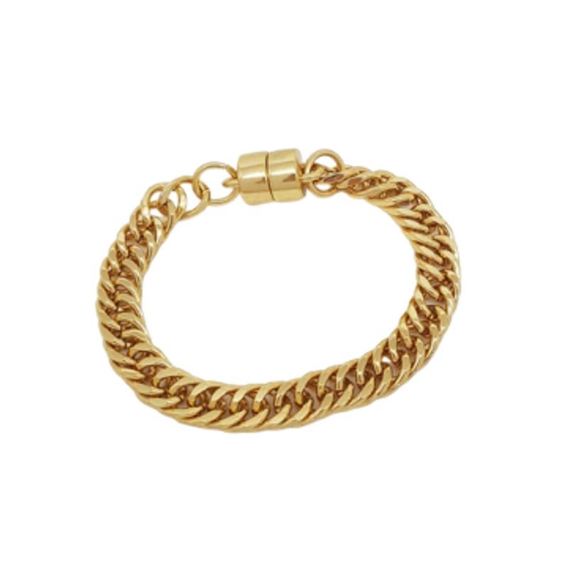 Pulseira Feminina de elos dourados trançados Dourado Banhado a Ouro 18k Elegante Presente Feminino