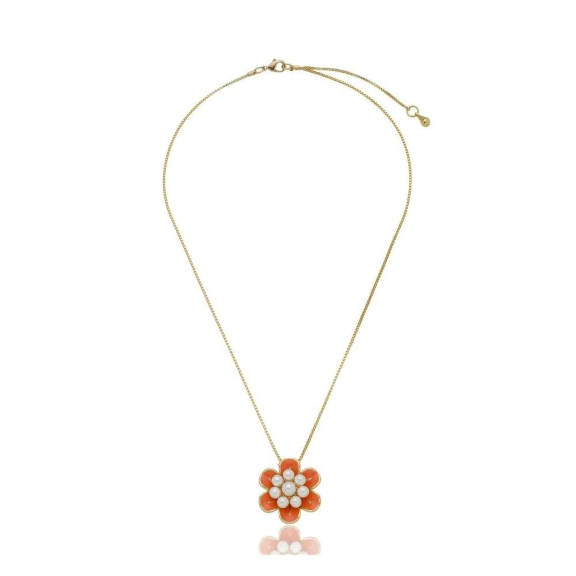 Colar Feminino Little Blossom - Dourado Coral Dourado Banhado a Ouro 18k Elegante Presente Feminino