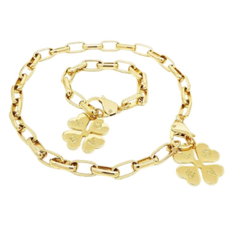 Pulseira Feminina de elos trevo Dourado Banhado a Ouro 18k Elegante Presente Feminino Dourado 3