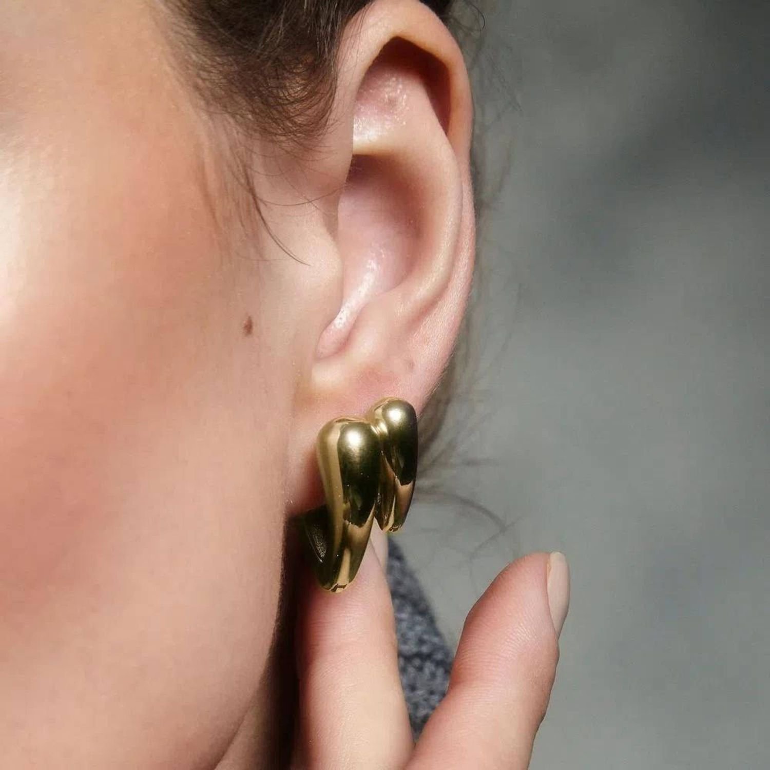 Brinco Argola Drop P Dourado Banhado a Ouro 18k Elegante Presente Feminino Dourado 2
