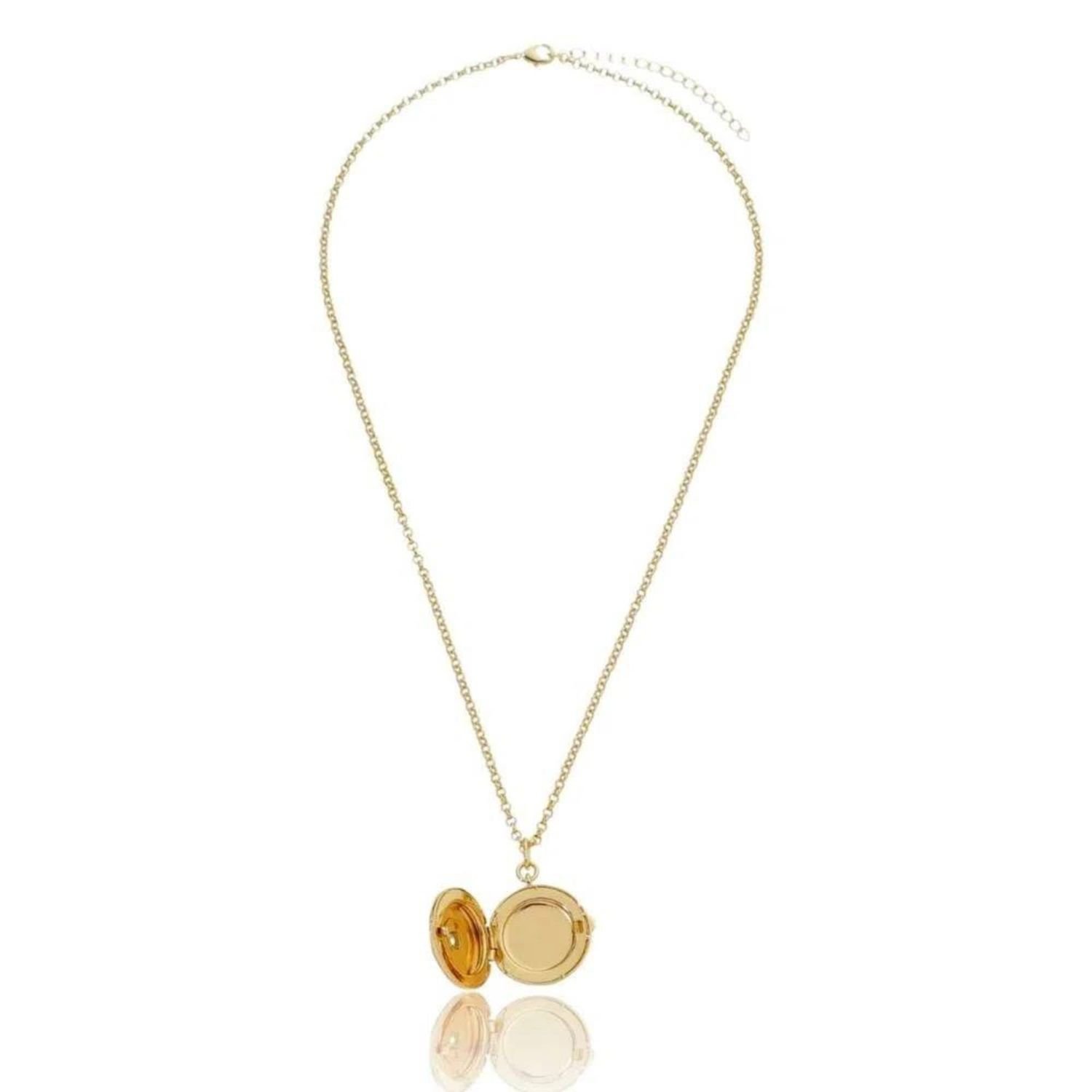 Colar Feminino Relicário Pink / Night Moments Dourado Banhado a Ouro 18k Elegante Presente Feminino Dourado 2