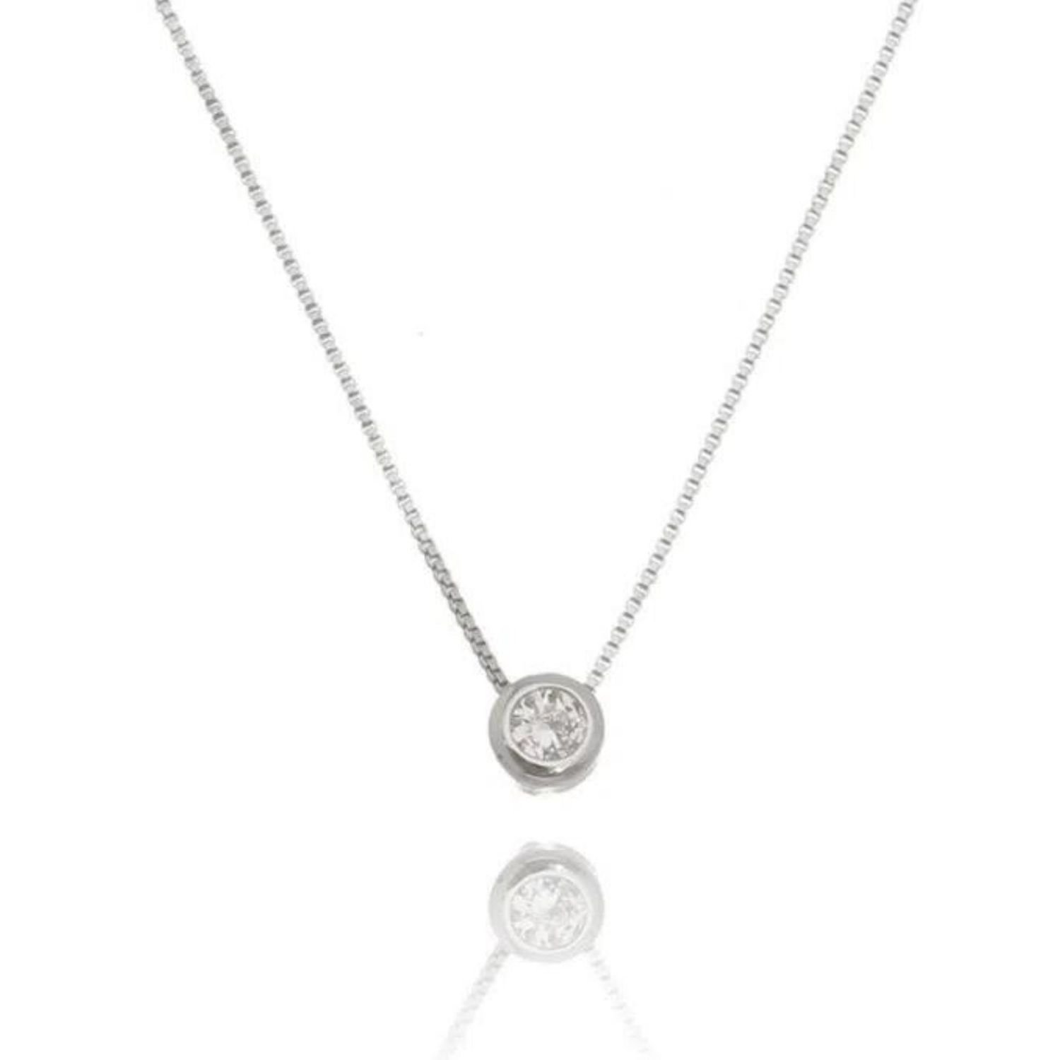 Colar Feminino Ponto de Luz ródio branco Dourado Banhado a Ouro 18k Elegante Presente Feminino