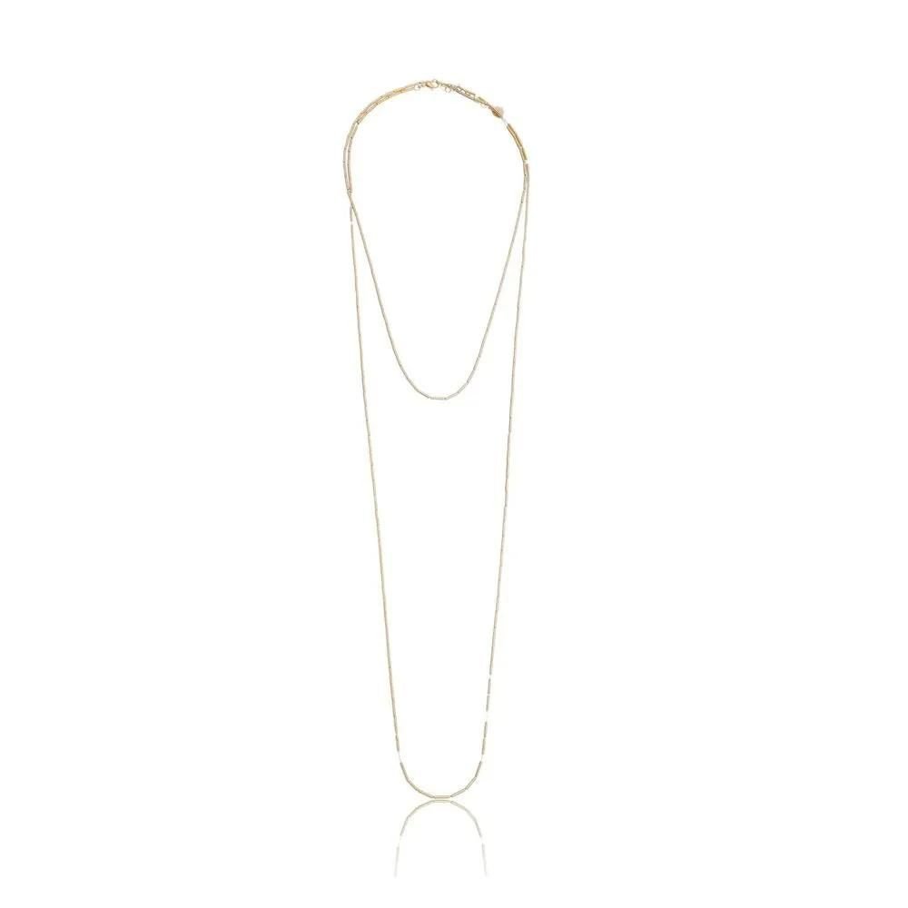 Colar Feminino Longo Canutilhos Dourado Banhado a Ouro 18k Elegante Presente Feminino