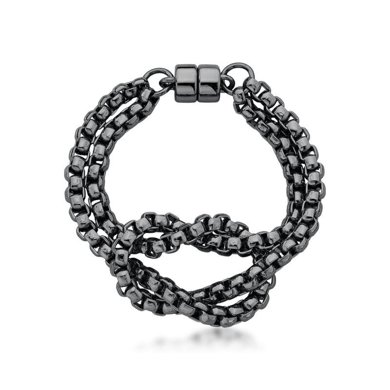 Pulseira Feminina em nó com fecho de imã Dourado Banhado a Ouro 18k Elegante Presente Feminino