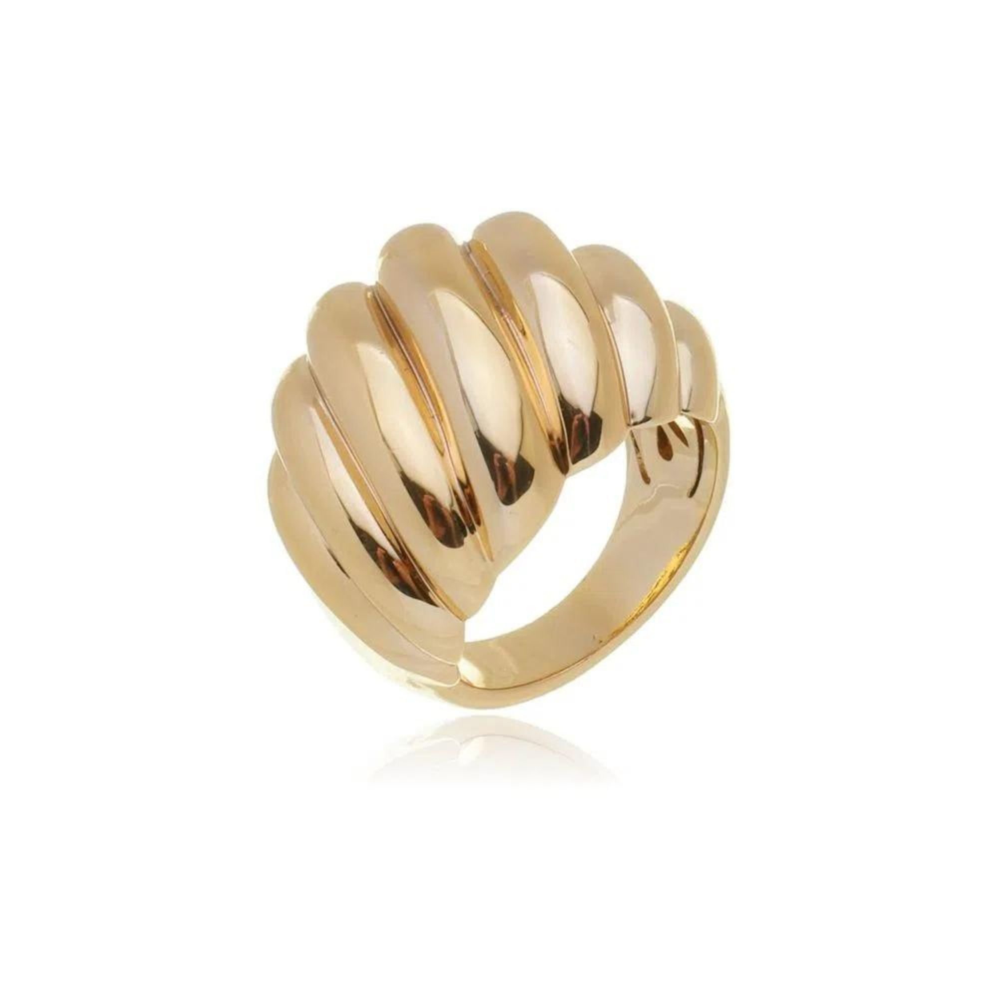 Anel Twist Dourado Banhado a Ouro 18k Elegante Presente Feminino