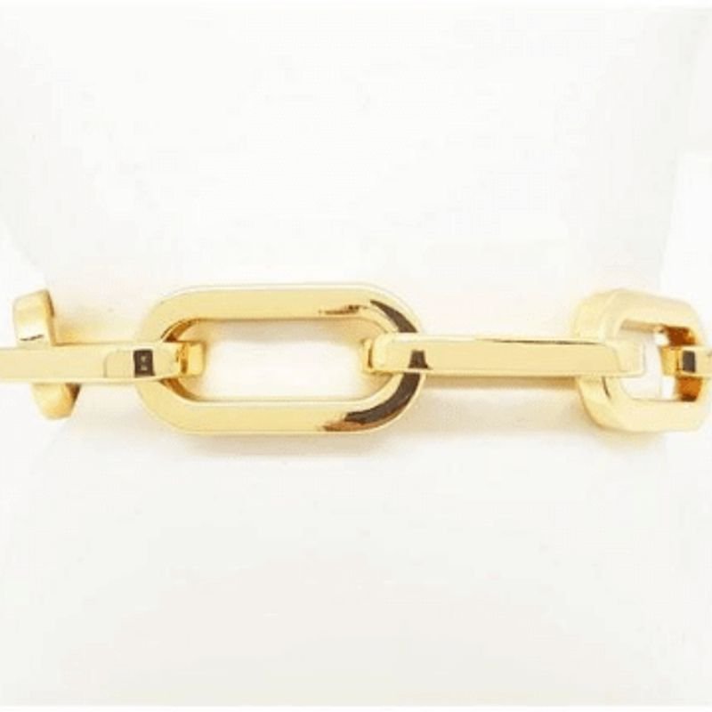 Pulseira Feminina de elos largos Dourado Banhado a Ouro 18k Elegante Presente Feminino Dourado 5