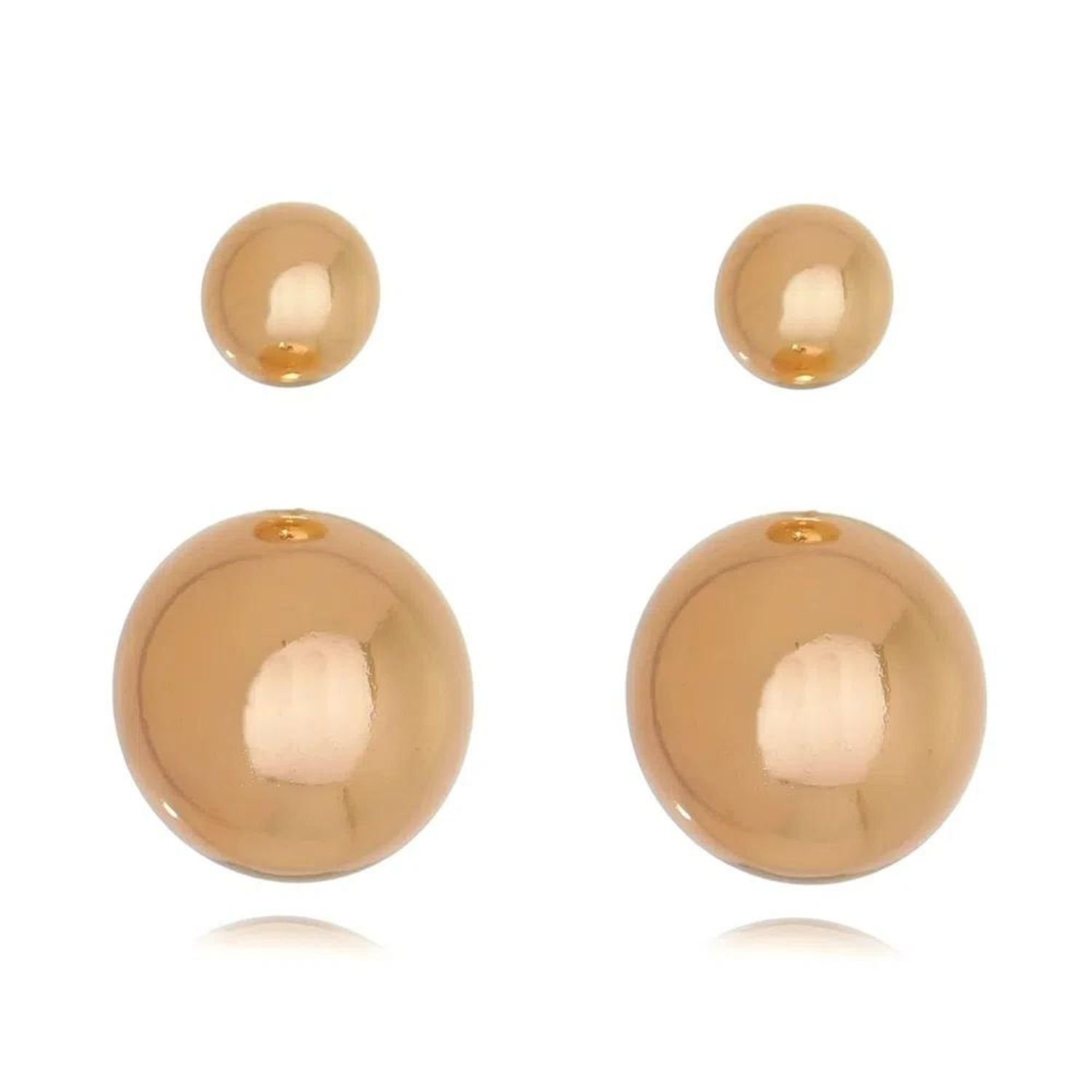 Brinco kit esfera bolinha P e G Dourado Banhado a Ouro 18k Elegante Presente Feminino