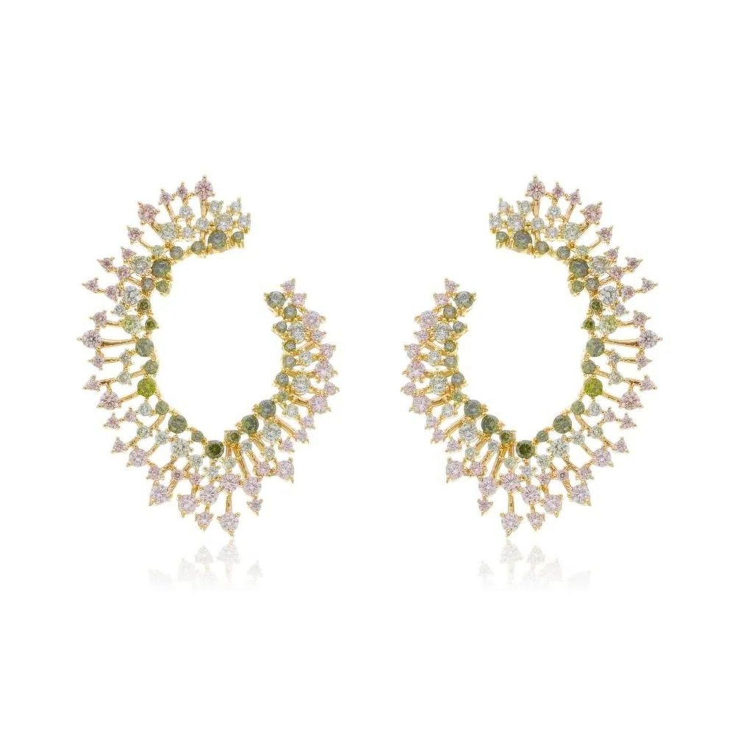 Brinco Glow Lime Power - Dourado Lima Dourado Banhado a Ouro 18k Elegante Presente Feminino
