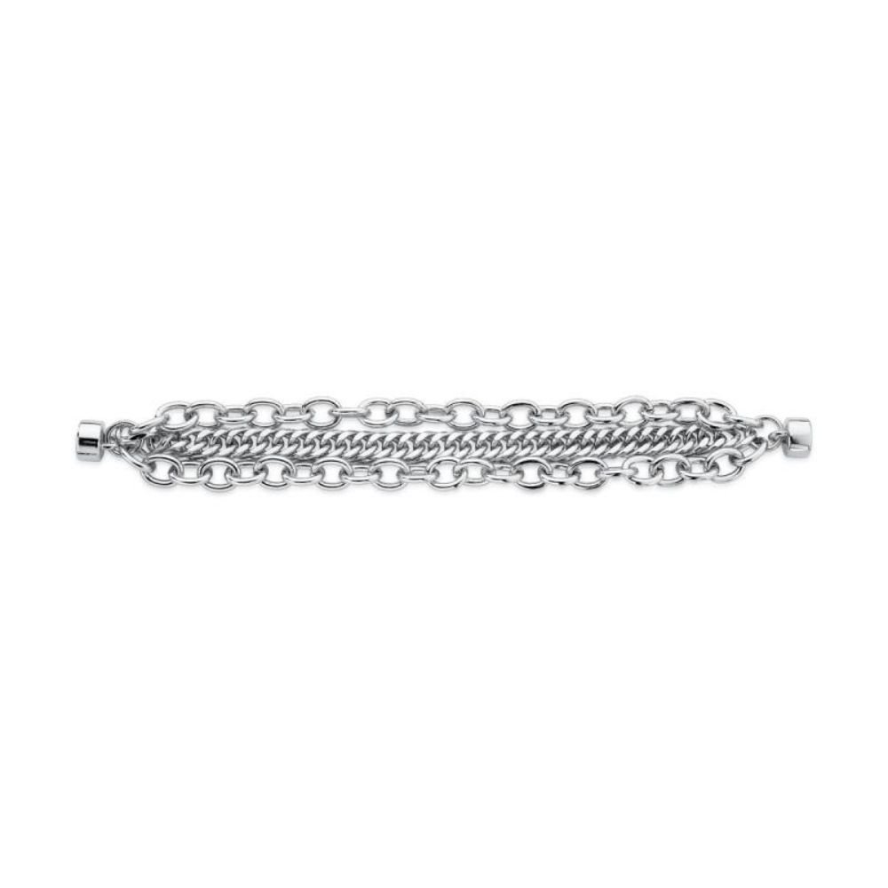 Pulseira Feminina 3 voltas de correntes com elos diferentes Dourado Banhado a Ouro 18k Elegante Presente Feminino