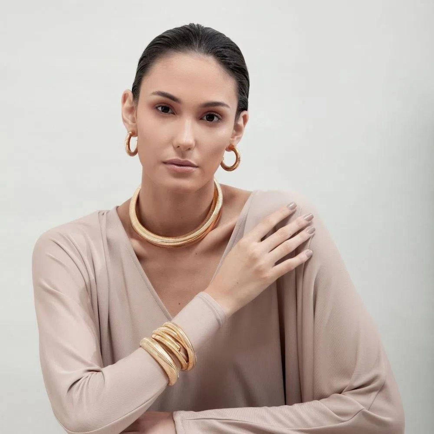 Colar Feminino Snake Power Dourado Banhado a Ouro 18k Elegante Presente Feminino Dourado 3