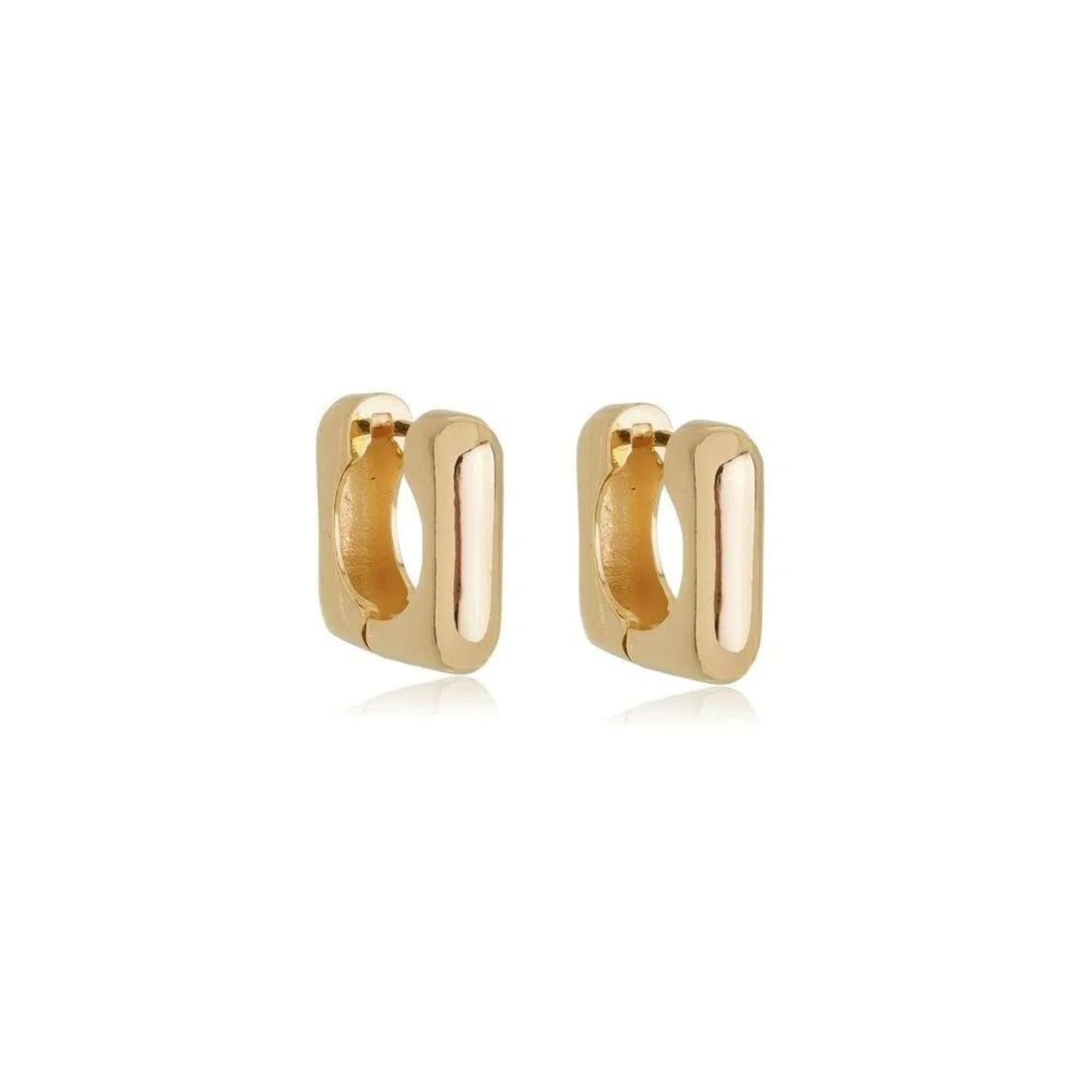 Brinco Argola Quadrada P Dourado Banhado a Ouro 18k Elegante Presente Feminino