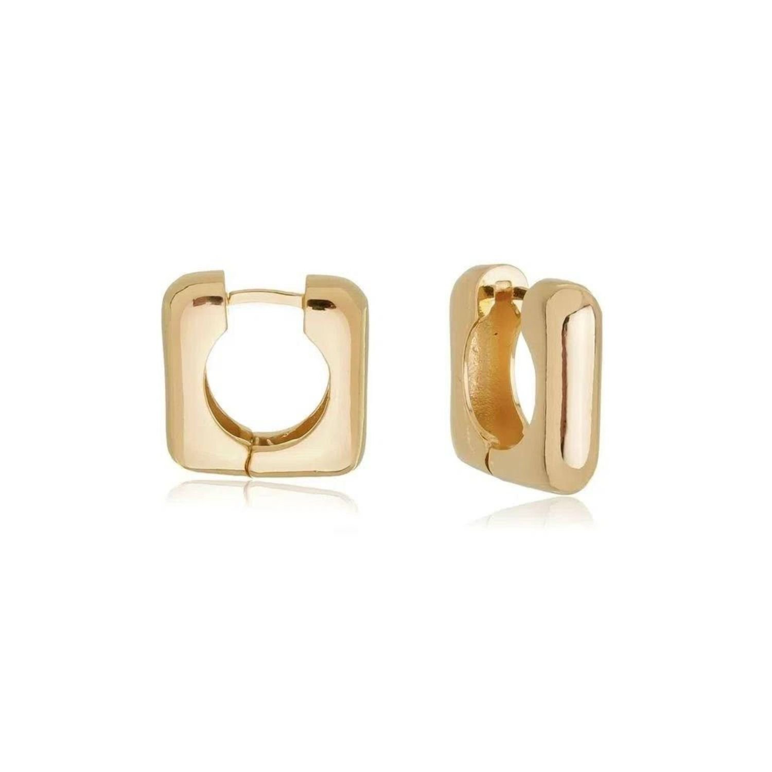 Brinco Argola Quadrada M Dourado Banhado a Ouro 18k Elegante Presente Feminino
