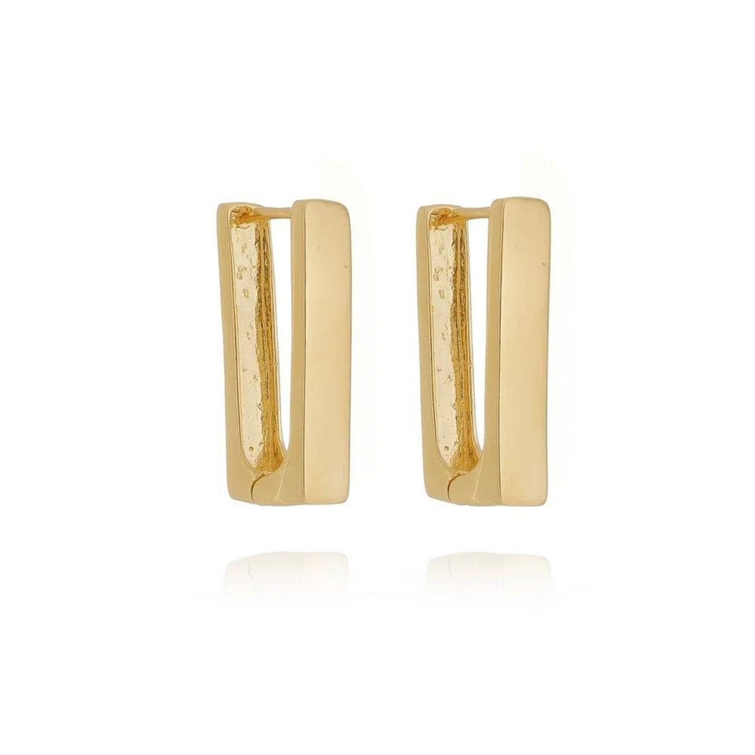 Brinco De Argola Retangular M Dourado Banhado a Ouro 18k Elegante Presente Feminino