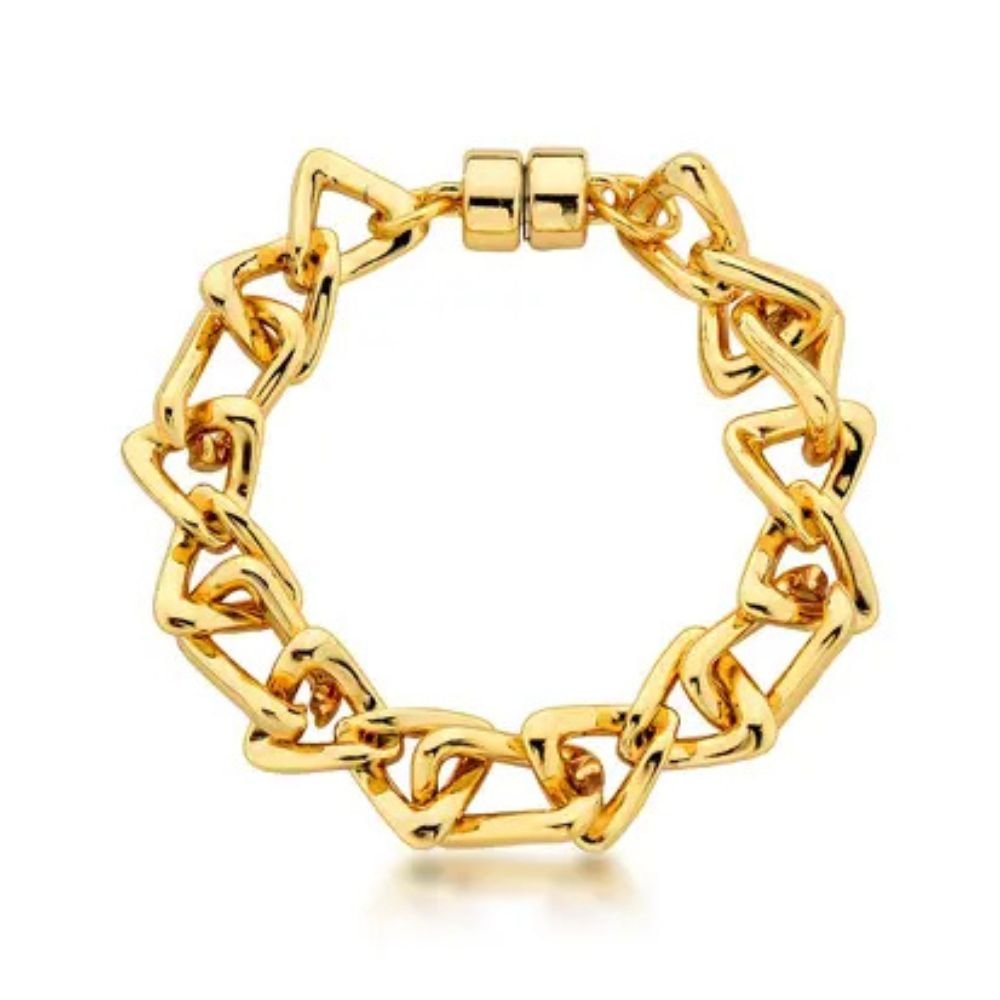 Pulseira Feminina de elos inspiração laço Dourado Banhado a Ouro 18k Elegante Presente Feminino