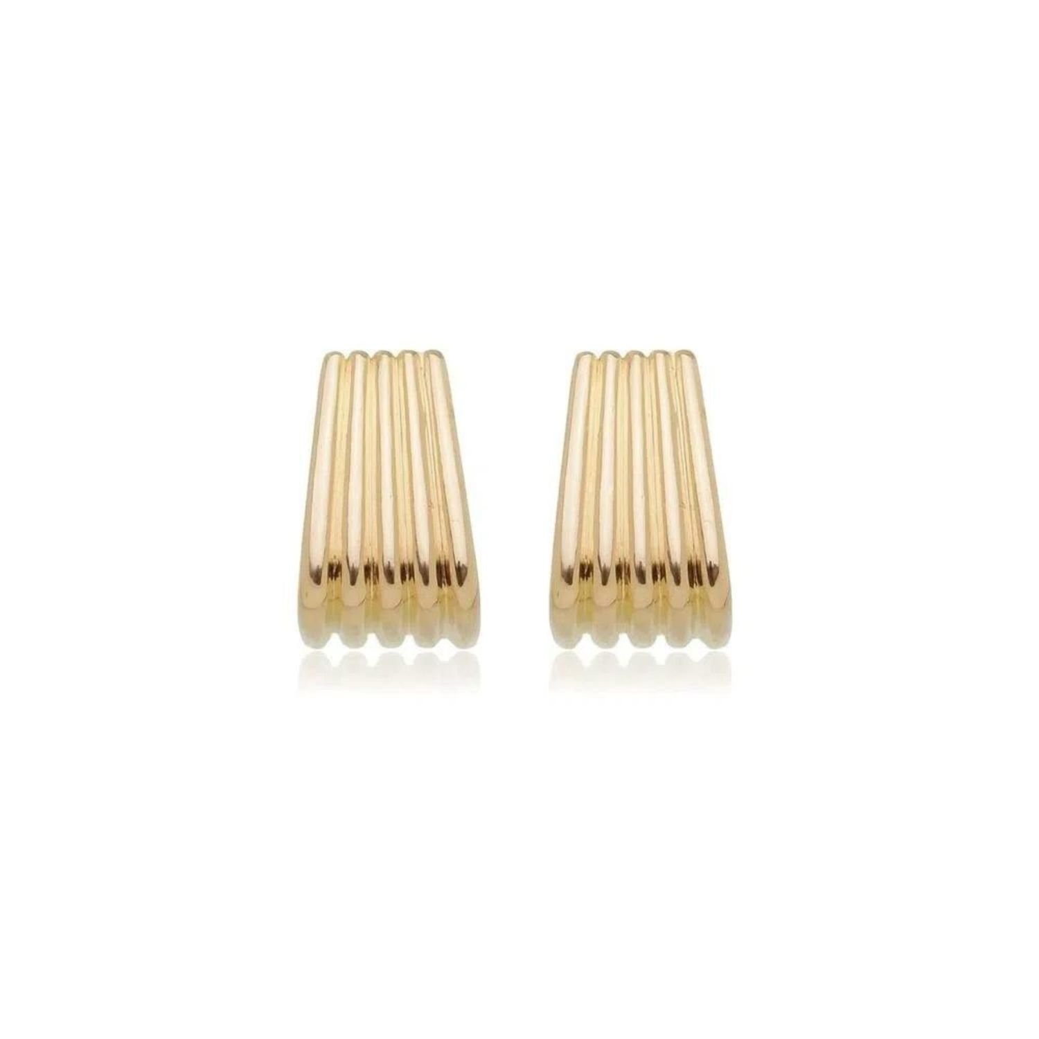 Brinco Frisos Dourado Banhado a Ouro 18k Elegante Presente Feminino