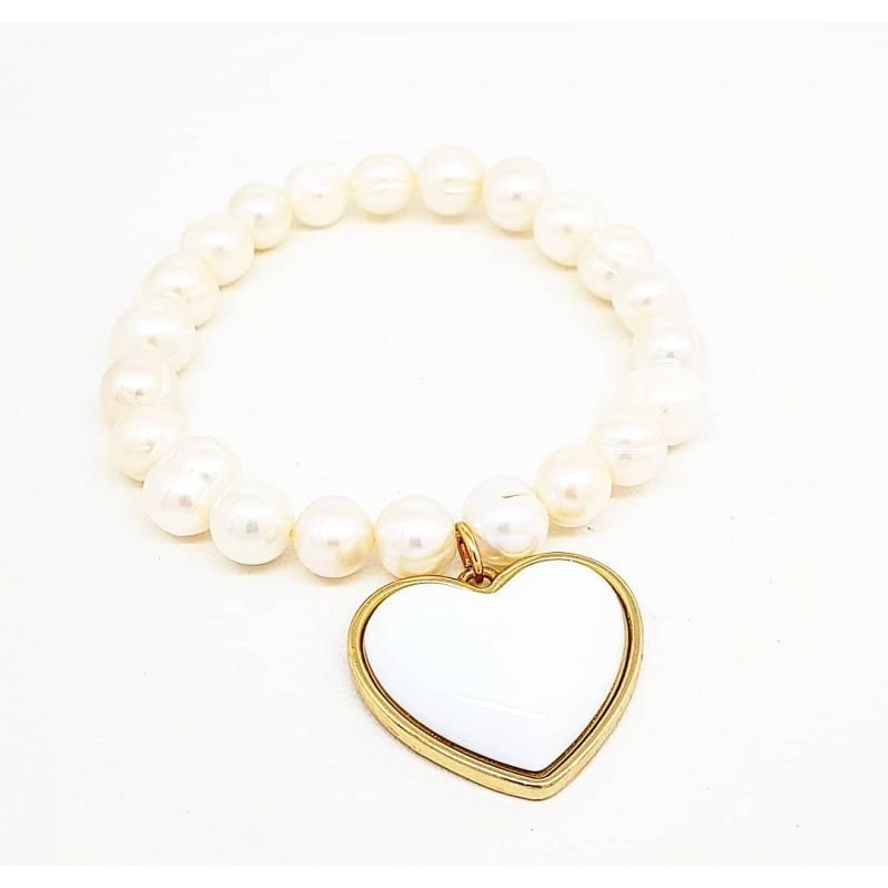 Pulseira Feminina de pérola shell Dourado Banhado a Ouro 18k Elegante Presente Feminino