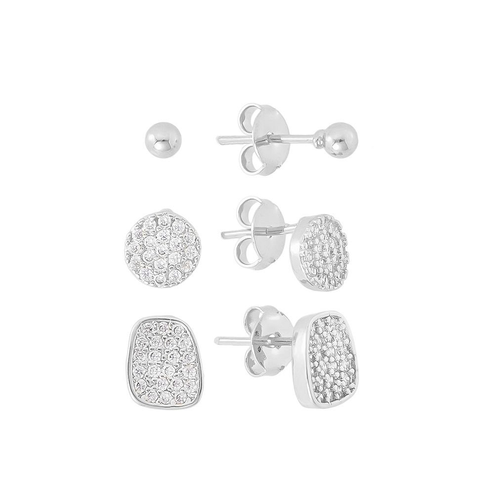 Kit de Brincos Cassie em Banho Prata