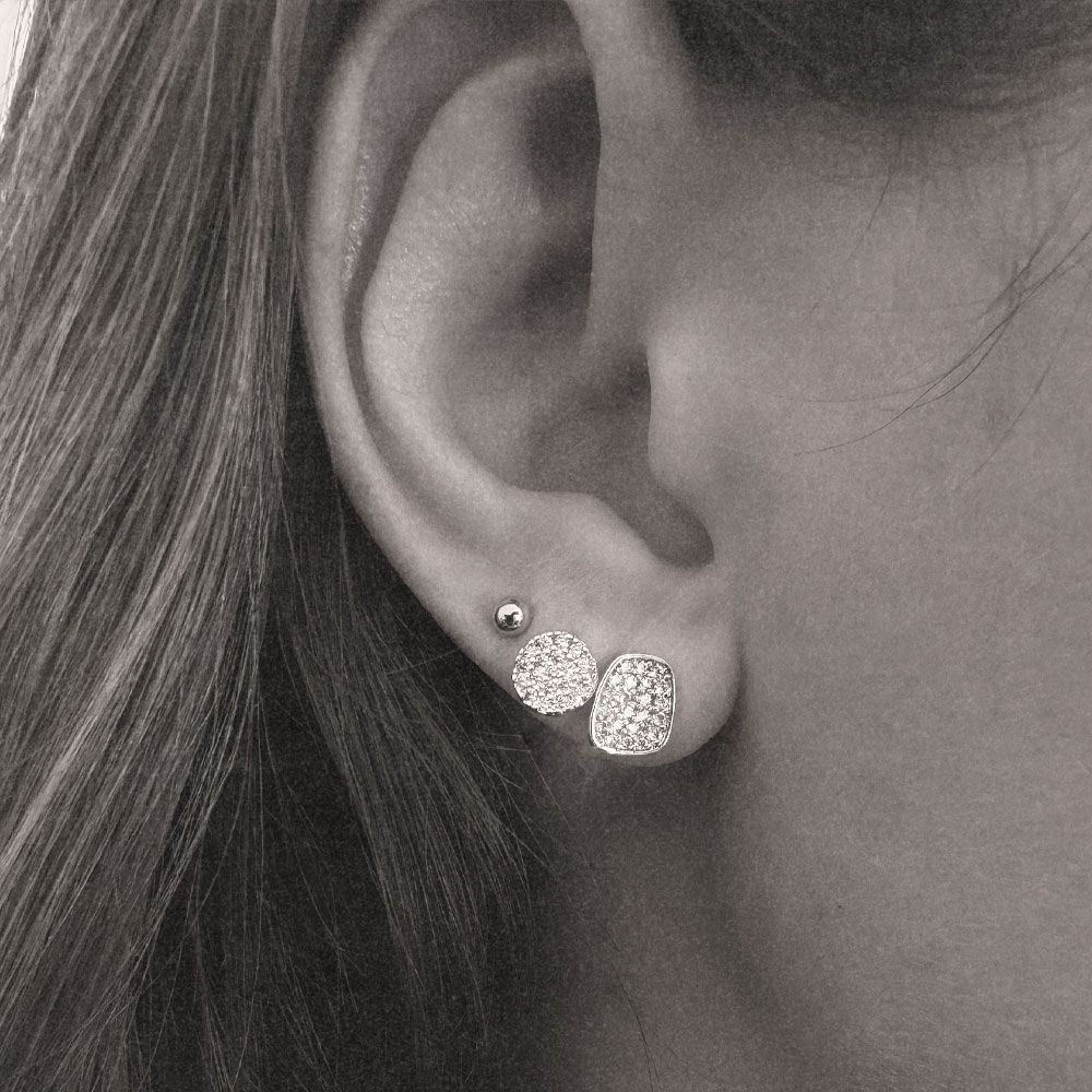 Kit de Brincos Cassie em Banho Prata Prata 2