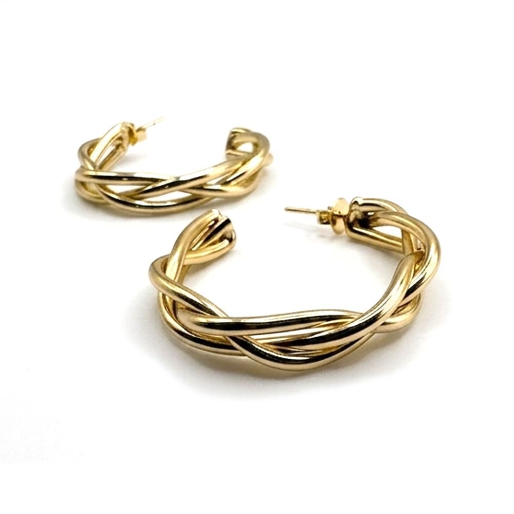 Argola Trançada em Banho Ouro