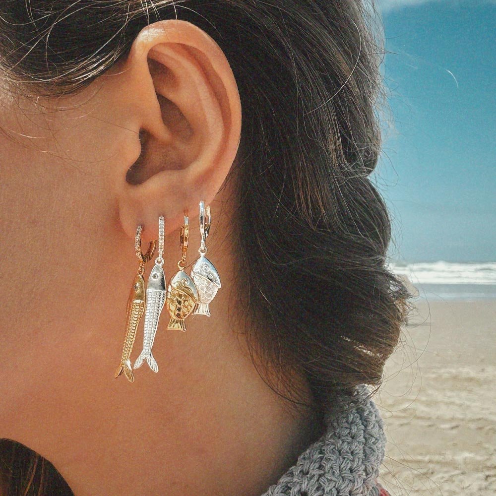 Argolinha Peixinho em Banho Prata Prata 3