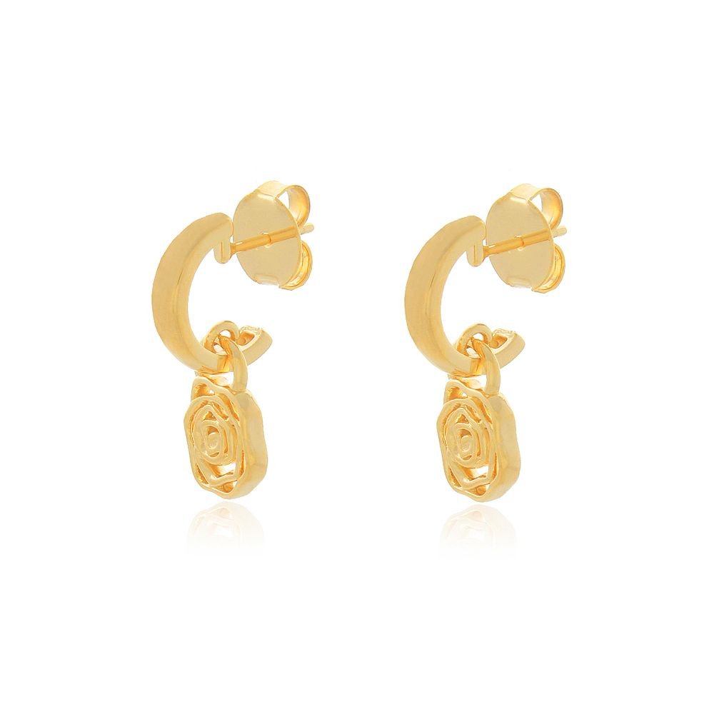 Argolinha Flor em Banho Ouro