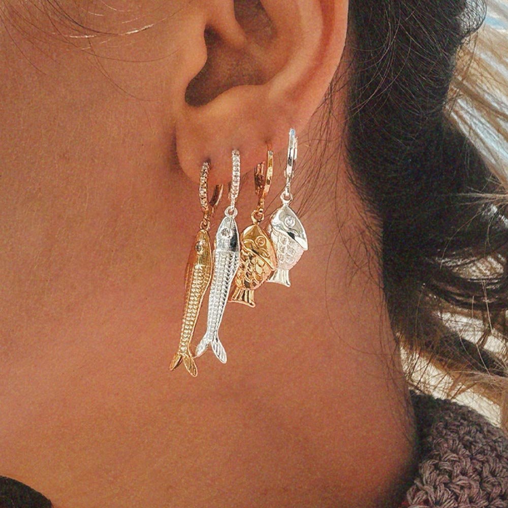 Argolinha Peixinho em Banho Ouro Dourado 2