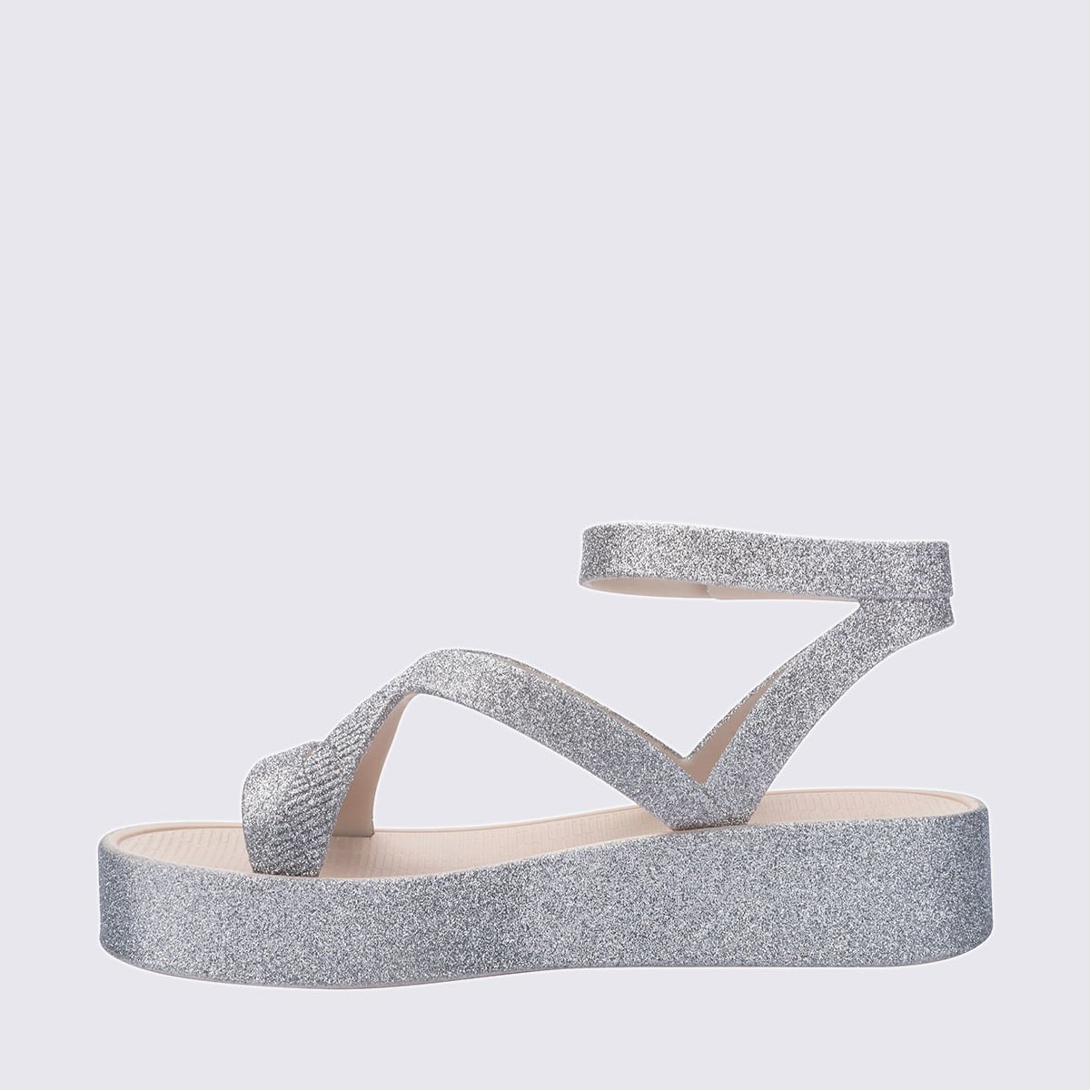 Melissa Sun Barra Platform II Bege Glitter 38066 Prata 2