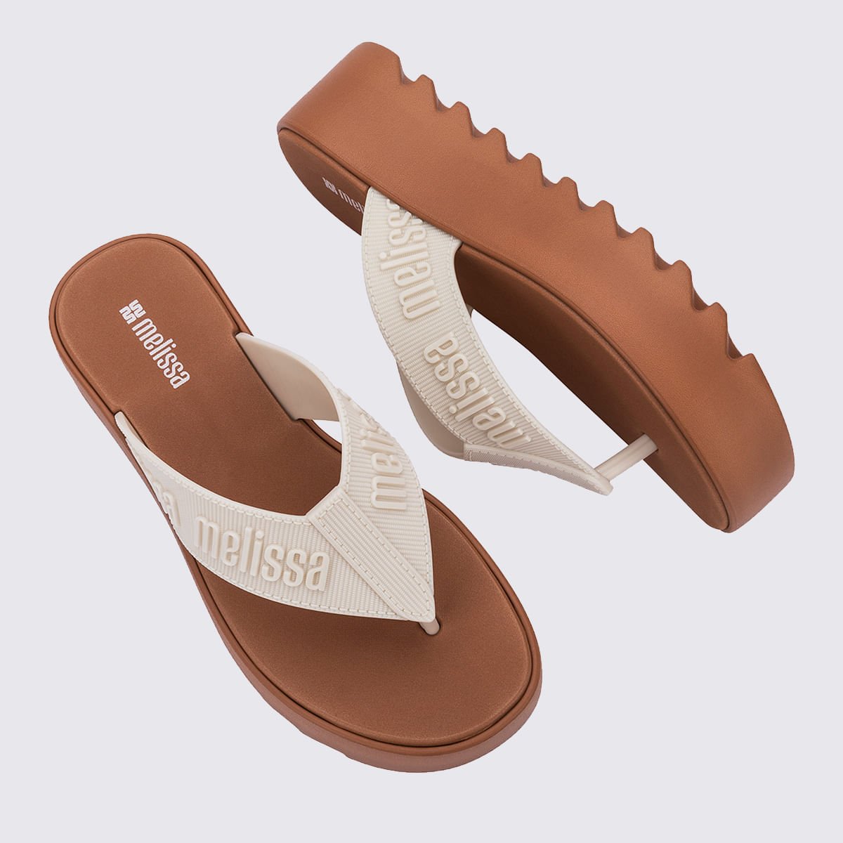 Melissa M Lover Thong Platform Marrom Bege 37914 Bege 3