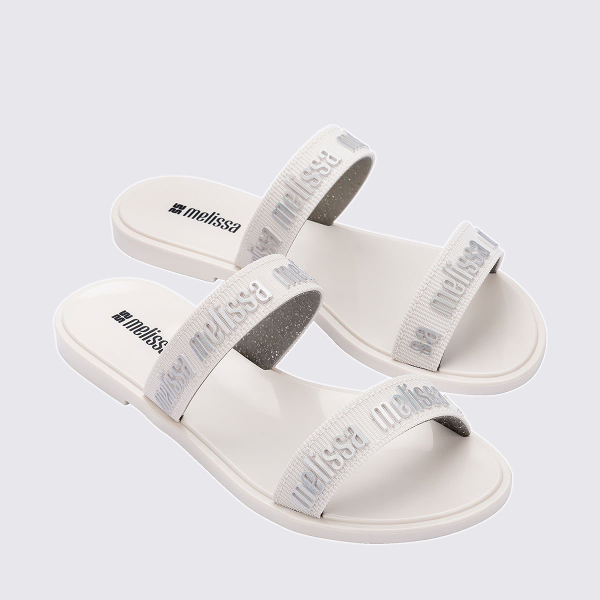 Melissa M Lover Duo Slide Branco Prata 38016 Branco 3