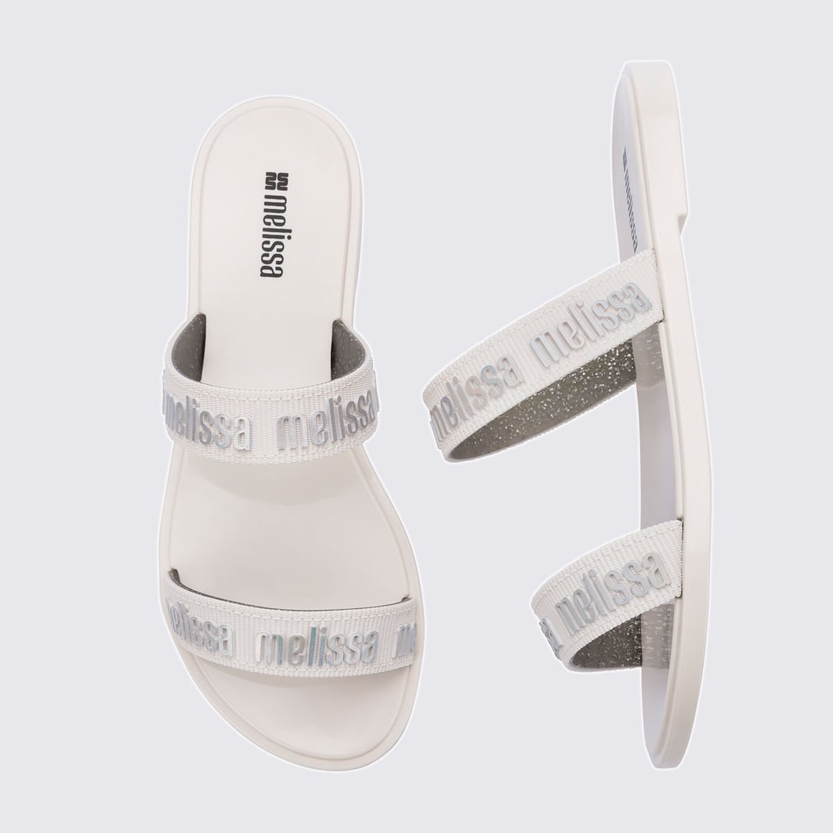 Melissa M Lover Duo Slide Branco Prata 38016 Branco 5
