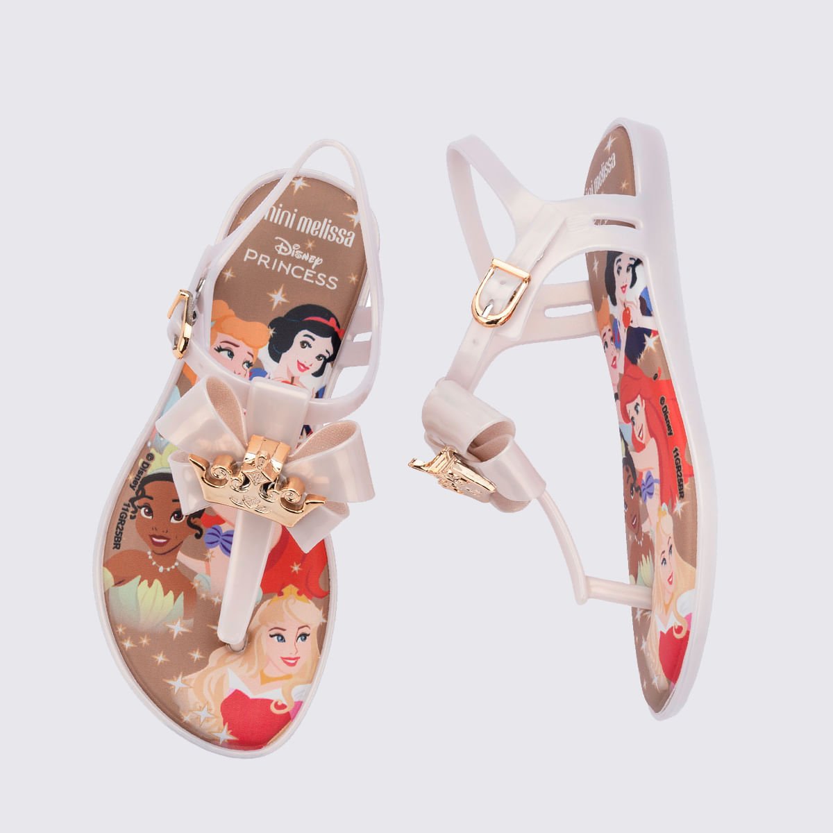 Mini Melissa Solar + Disney Princess Infantil Bege Metalizado 37917 Bege 3